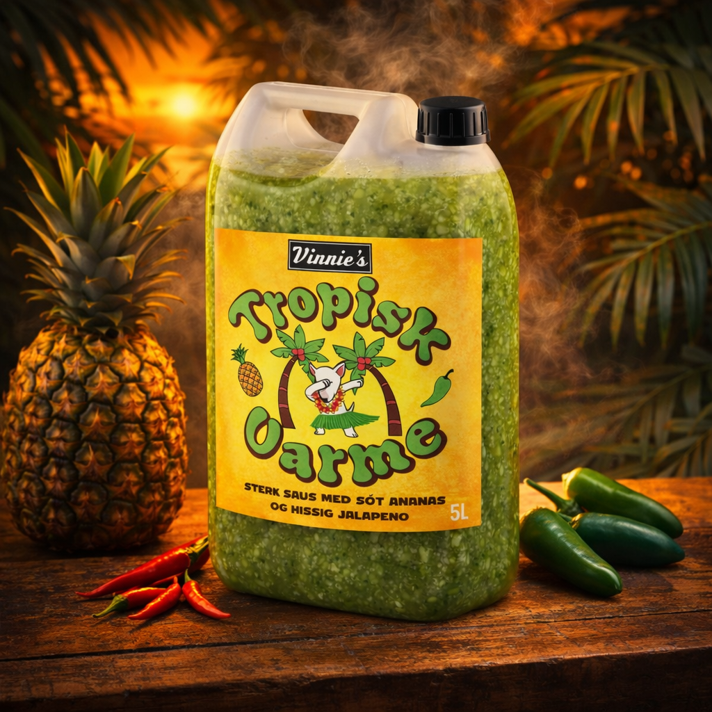Vinnie's Tropisk Varme – Ananas og Jalapeño Hot Sauce (5L)